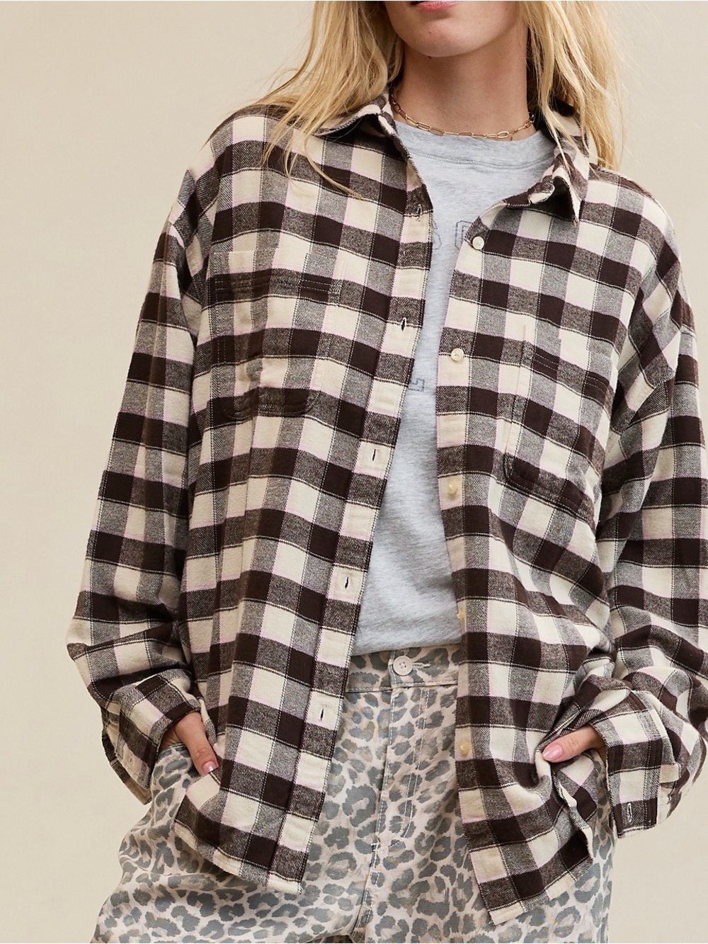 AERIE Anytime Fave Flannel oversized shirt